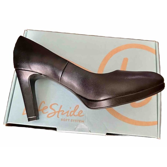 Life Stride Julia Dress Pump Heels Shoes Womens 8.5 Slip On Round Toe Black NEW - Picture 4 of 10